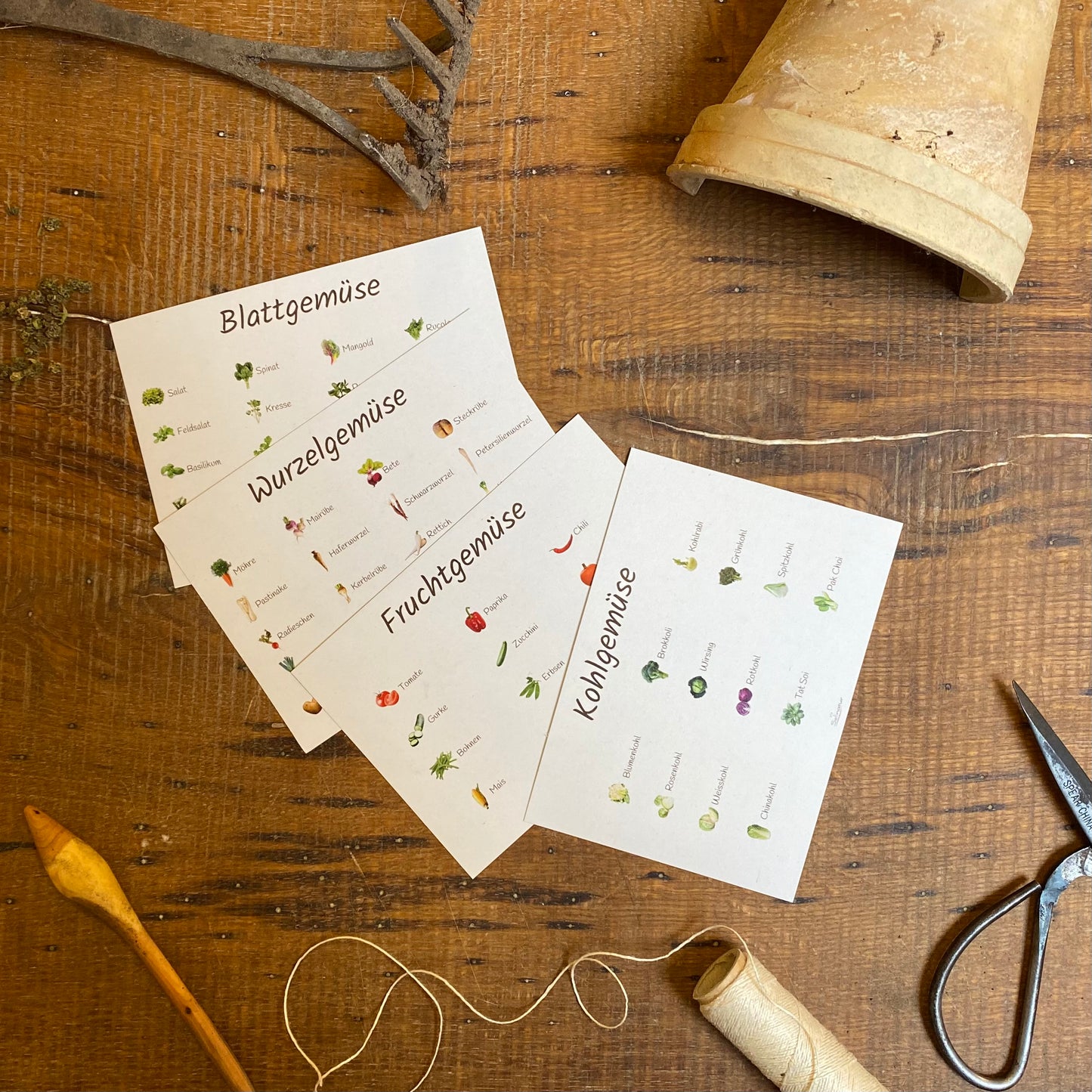 Gemüse Postkarten 4er Set